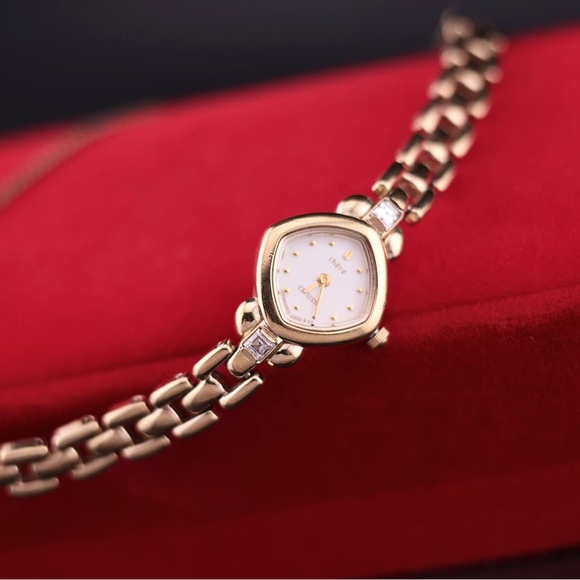 Citizen Accessories - Vintage 1980s Citizen Chere Women’s Watch - Square Cut Rhinestone Accents